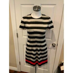 Diane Von Furstenberg Blue & Gray Striped Short Sleeve Wiggle Dress, Size 2